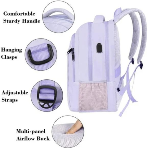 TRAVEL Laptop Backpack Lavender Purple - Picture 4 of 8